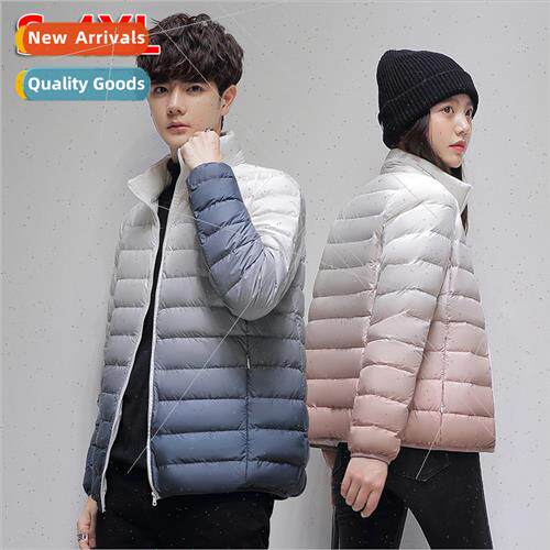 Autumn winter new light down jacket men women short gradient