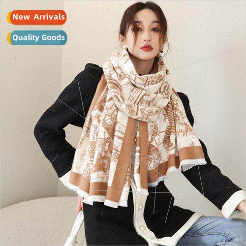 Autumn winter new lerary Mori printing warm scarf female dou