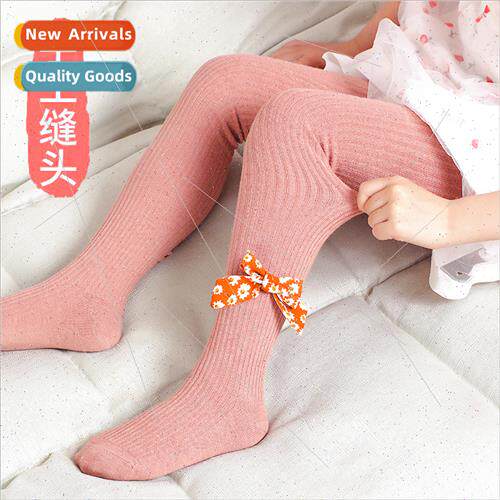 2022 spring and fall girls pantyhose silver silk bow childre