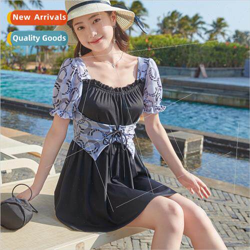 2023 new retro swimsu womens one-piece skirt wh sleeves high