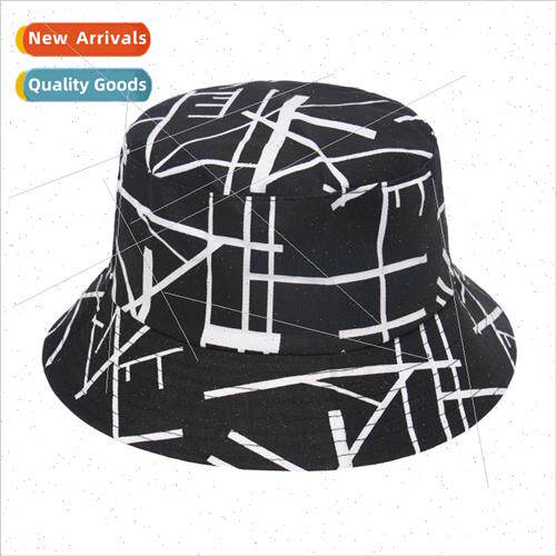 Fisherman cap female Korean  letters line printing basin cap