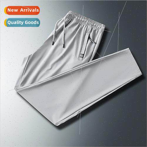 Summer ice silk long pants men loose casual pants men elasti