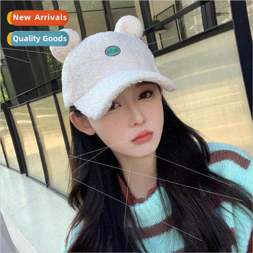 Korean  fall winter warm cartoon hat female imation lamb woo