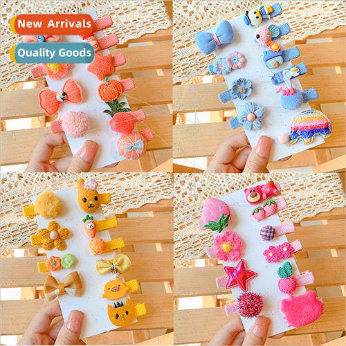 Baby hair clips small size full wrap cloth cartoon hair card
