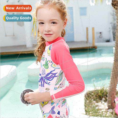 Girls swimsu one-piece long-sleeved 2023 new Korea kids suns