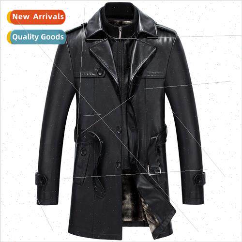 Fall winter new thickened men leather jacket business casual