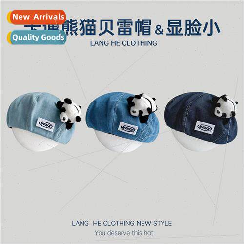 Alphabet panda cowboy beret female fall winter show face sma