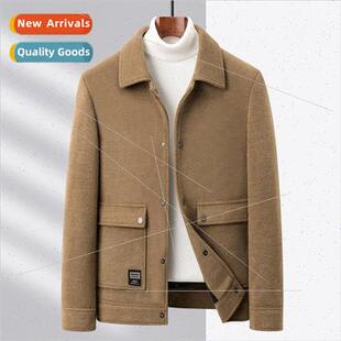 Men lapel tweed coat high  cashmere light luxury comtable li
