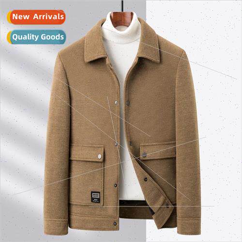Men lapel tweed coat high  cashmere light luxury comtable li