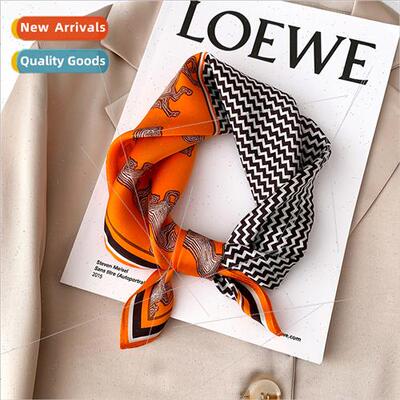 Thousbird check spell orange color silk mulberry silk small