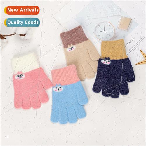 Children warm gloves autumn winter new cute cat winter men w