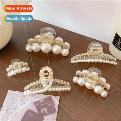 Korea elegant temperament cross pearl hair grip large ponyta