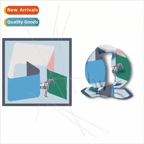 Korea  spring summer geometric scarf simulation silk double-