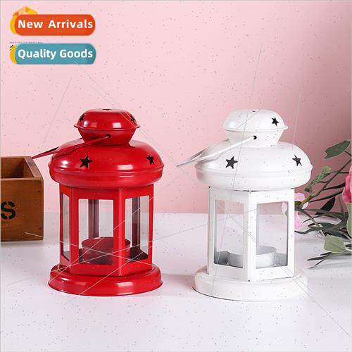 Europe iron handheld wind lamp Ikea candlestick ornaments de