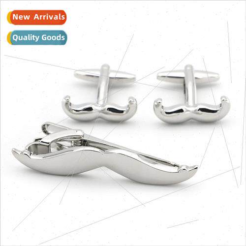 lver Black Beard Moustache Tie Clip Set Men Jewelry French C