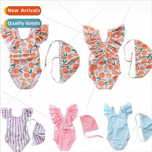Children swimsus women baby striped fringed swimsu girls one