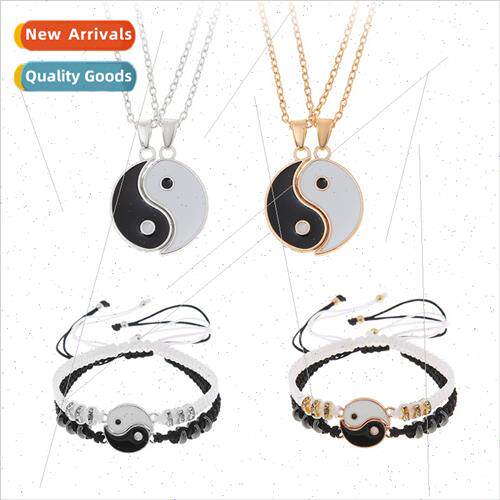 New Patchwork Bagua Yin Yang Necklace Couple String Handmade