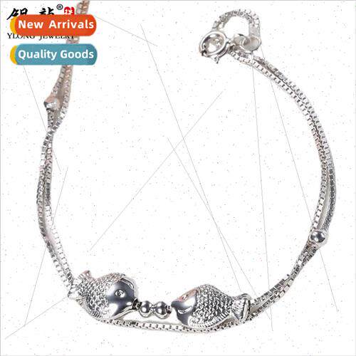 s925 silver kissing mouth fish double layer kissing fish ank