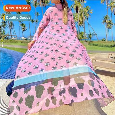 Long Sleeve Mesh Swimsu Bikini Outer Long Version Cardigan P