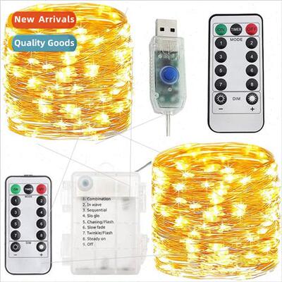 LED Copper Wire ght String Outdoor Remote Control Battery Bo