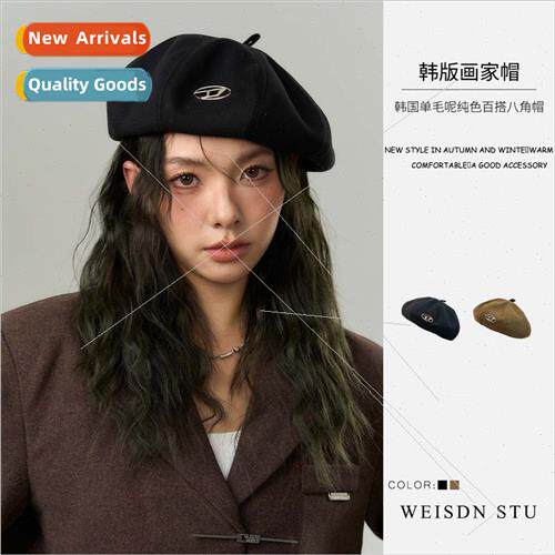 Women fall winter Korea  beret metal label breathable show f
