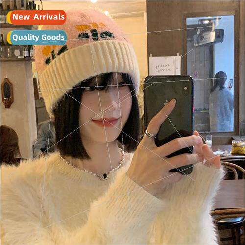 Cute small flowers wool cap female fall winter Korea  show f