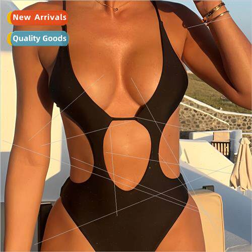 Hulu One-piece Swimsu Design Ins Style Swimwear Womens Solid