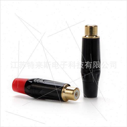 Copper gold-plated black electrophoresis RCA female plug AV