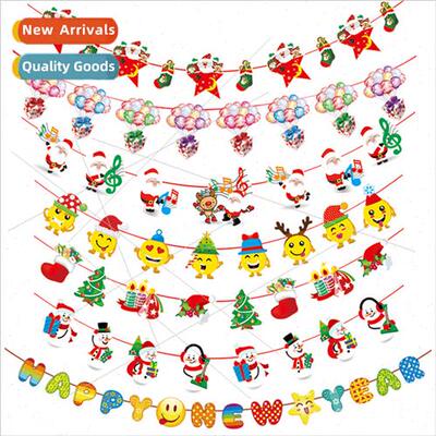 Christmas pull flags decorative hanging flags cartoon pull f