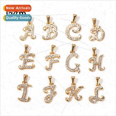 New Europe Tanium Steel wh Diamonds Flower Body 26 Letters A