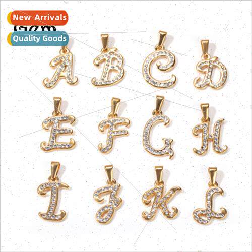 New Europe Tanium Steel wh Diamonds Flower Body 26 Letters A