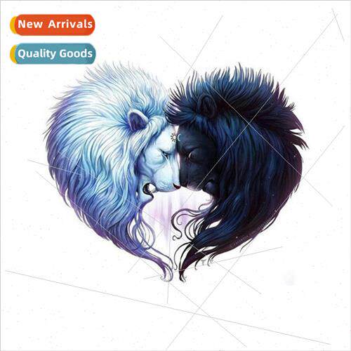 New black whe love lion head diamond painting modern  living