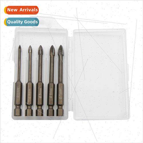 5pcs Hexagonal Shank Cross Glass  Bs 3-7mm Baked Yellow Bull