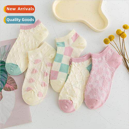 Socks ladies spring and summer new shallow embossed boat soc