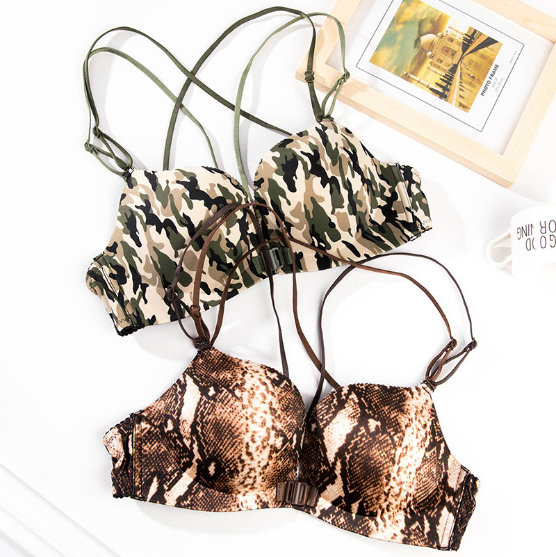 豹纹美背吊带内衣一体女高级感前扣文胸罩女聚拢小胸2025新款爆款