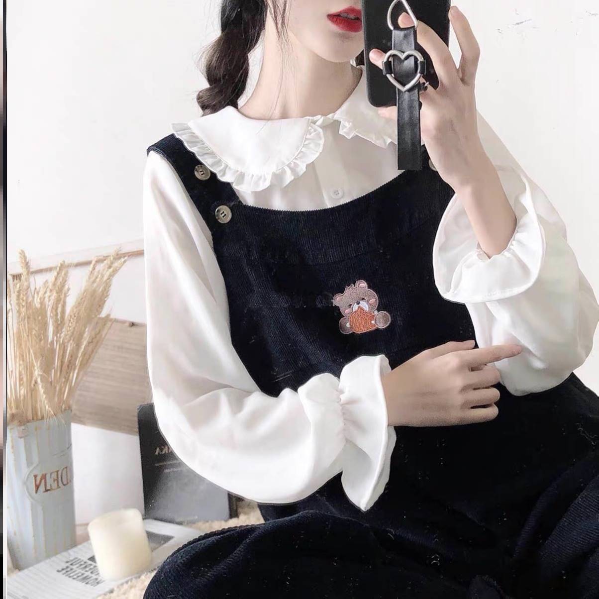 Japanese soft girl lovely student backing Lolita Lolita doll collar with Sen womens long sleeved shirt and blouse