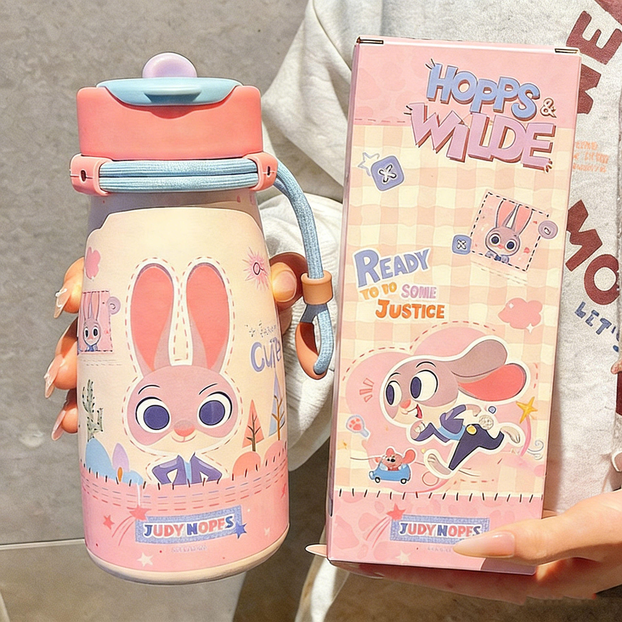 疯狂动物城朱迪保温杯女生新款2025高颜值学生上学专用双饮水杯壶