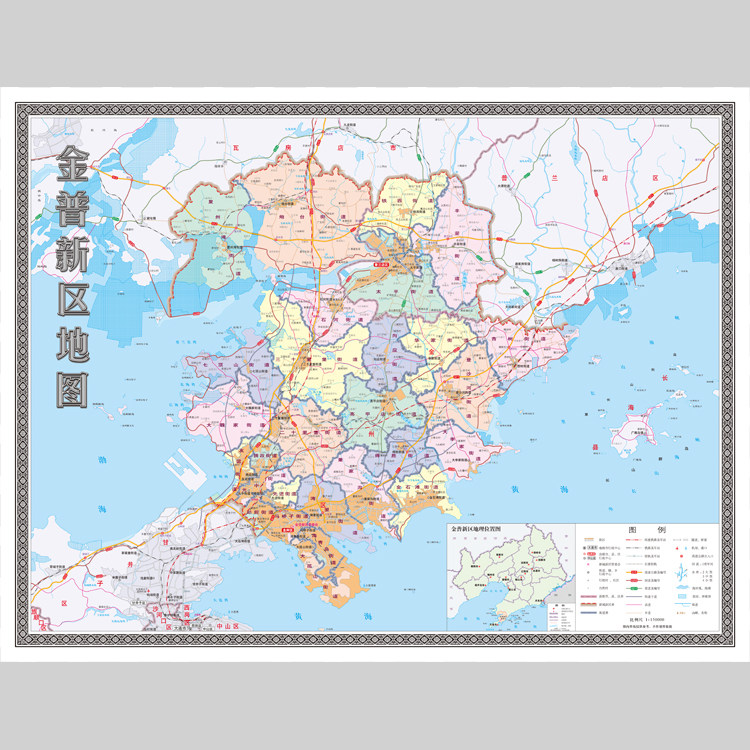 大连市金普新区地图电子版设计素材文件