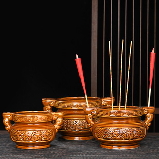 陶瓷小香炉家用室内供奉供佛插香宗祠祠堂特大号招财进宝香炉批发