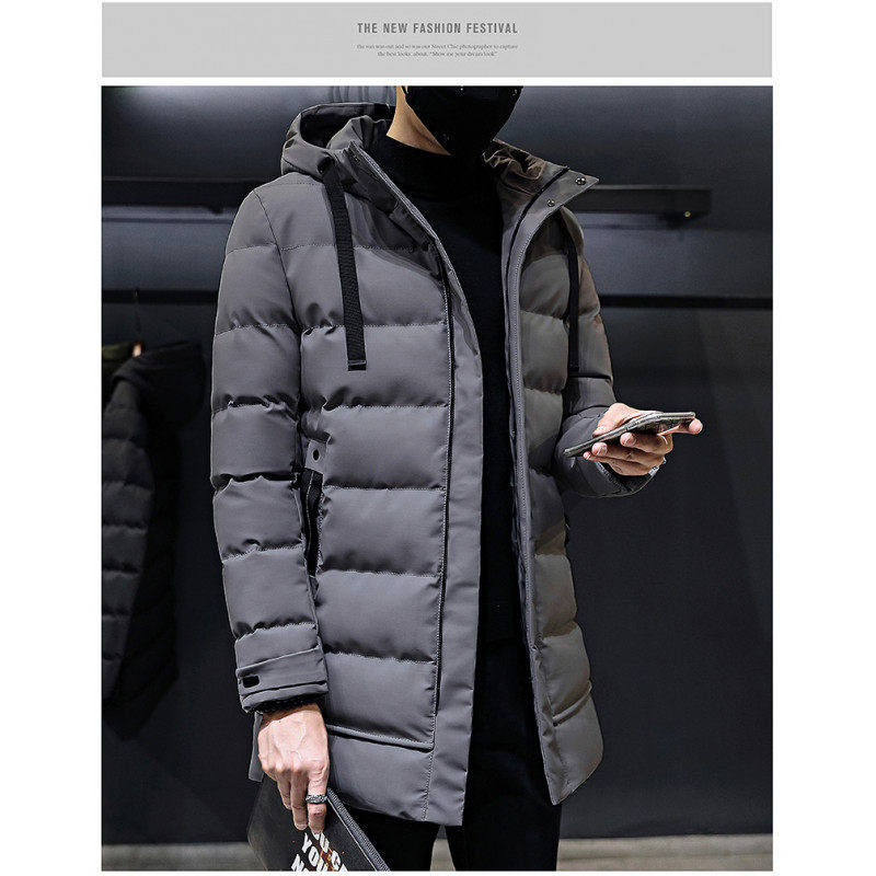 中长款男士保暖棉衣外套2026秋冬季帅气简约百搭保暖连帽男装棉服