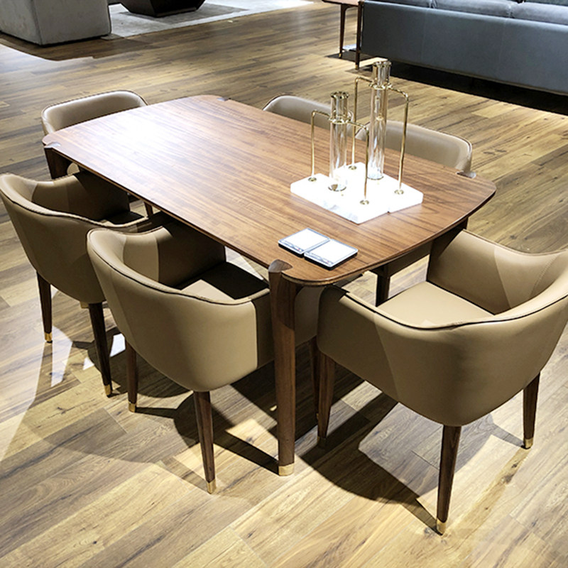 楷模-福利特价 凯恩餐台胡桃木色餐桌办公桌轻奢现代简约