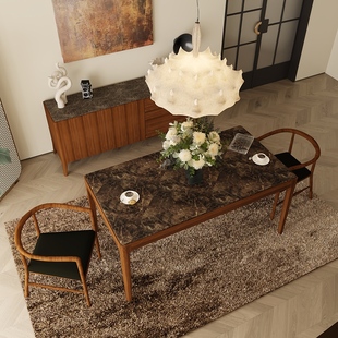 楷模-福利特价 亚瑟餐台新中式大理石餐桌书桌