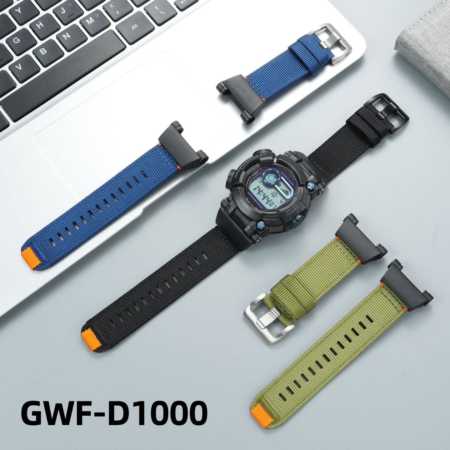 适用卡西欧3445 GWF-D1000 GWF-D1035六代蛙人改装户外尼龙表链