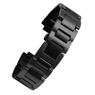 代用西铁城凸口钢带AT2405 AT2400实心不锈钢表链男款手表带黑色