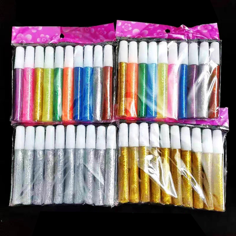 Ten pens with glitter glue craft kits kindergarten flash