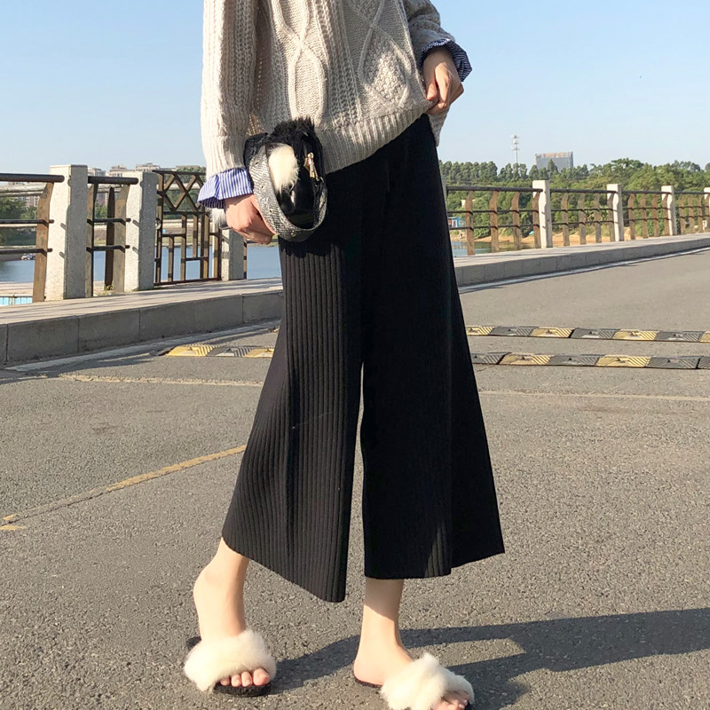 大码胖mm200斤针织毛线阔腿裤女高腰秋冬垂感宽松直筒裤加厚裤子,女装/女士精品,休闲裤,淘宝优惠券,粉丝福利购,淘宝优惠卷