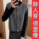 小香风圆领小金扣针织背心马甲女复古慵懒风大码 胖mm遮肉叠穿上衣