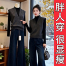 V领外穿针织背心毛衣坎肩马夹女高级感叠穿小衫 胖mm宽松马甲 大码