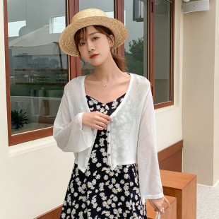 配裙子短款 亚麻宽松防晒衫 冰丝针织开衫 胖mm薄款 女大码 披肩夏季