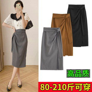 侧开叉西装 一步裙OL裙子绑带气质职业裙高级感包臀裙 半身裙女大码